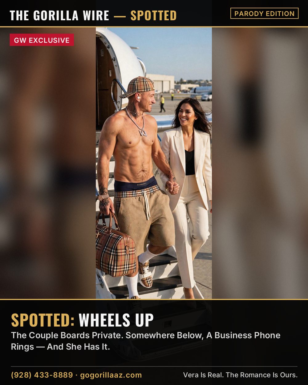 Giovony And Vera Boarding A Private Jet Hand In Hand, Halfway Up The Stairs