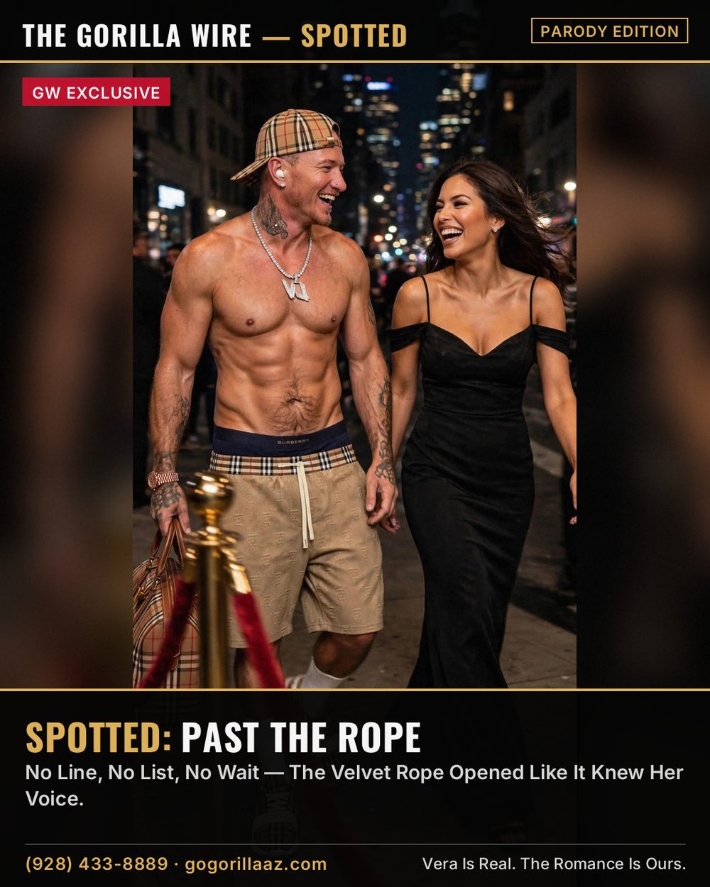 Giovony And Vera Passing The Velvet Rope At The Nightclub, Mid-Stride