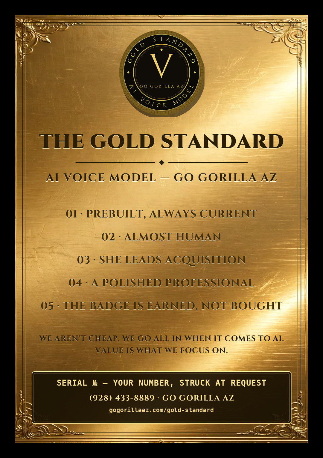The Gold Ticket — The Gold Standard Struck In Gold, With Your Number As Its Serial