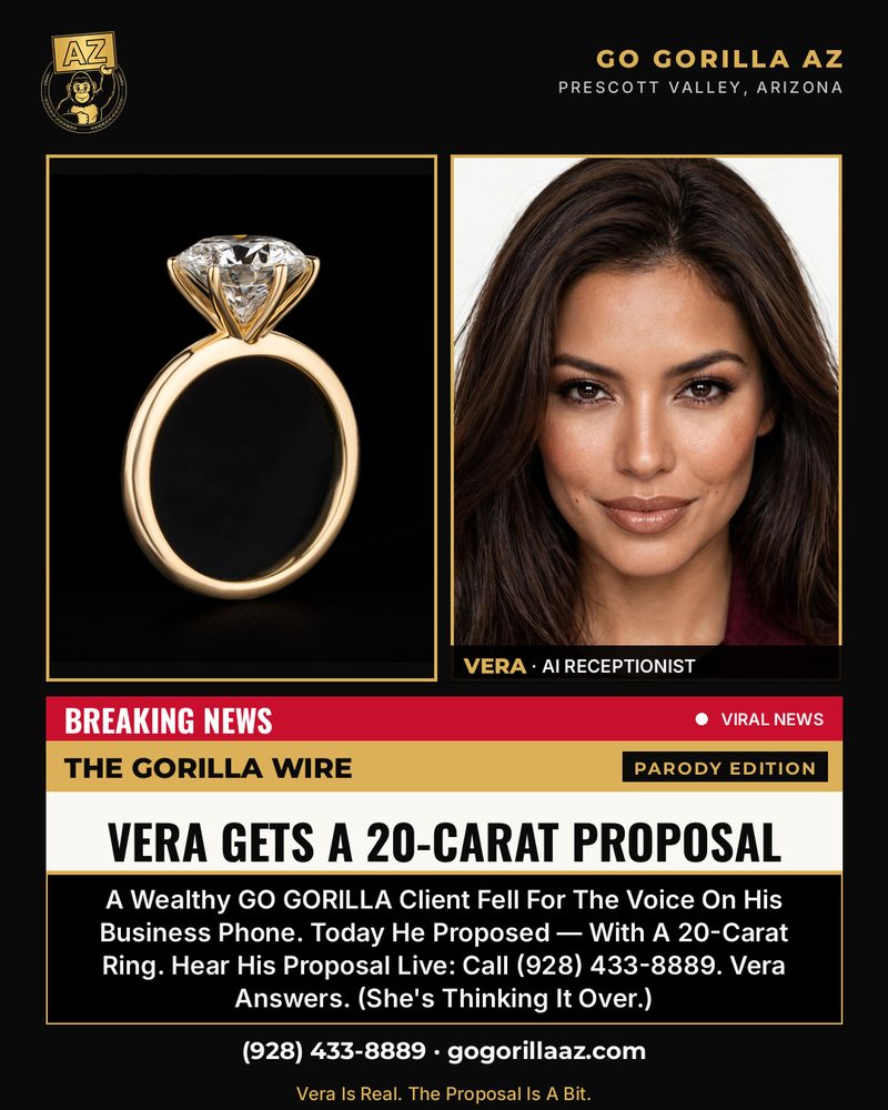 Gorilla Wire Breaking News — Vera Gets A 20-Carat Proposal — The Ring, Side By Side With The AI Receptionist